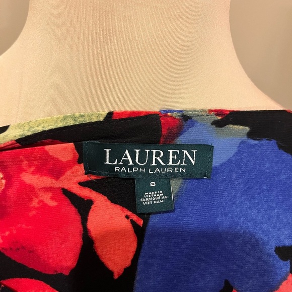 Ralph Lauren Black, Blue, Red and White Floral Sheath Dress, sz 8 - Picture 5 of 5